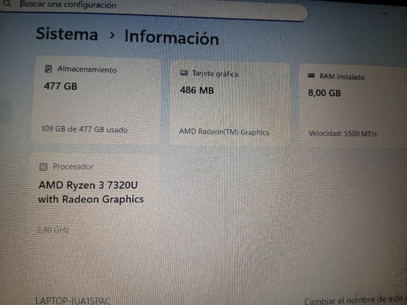 Portátil HP Ryzen 3 7320U 8 gb Ram afbeelding 3