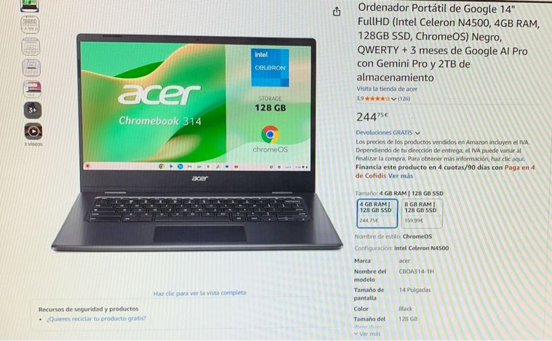 Acer Chromebook 314 CBOA314-1H Negro