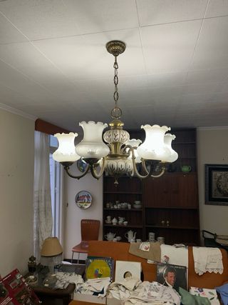 Lámpara de techo metal y cristal. Precio/lampara