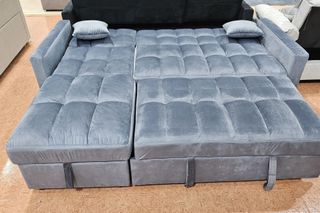 Sofá Cama Chaiselongue Gris con Arcón