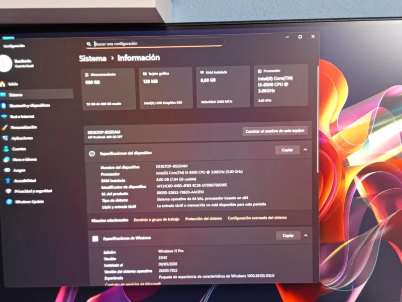 HP Prodesk 400 G5 i5 8500 8GB RAM SSD afbeelding 3