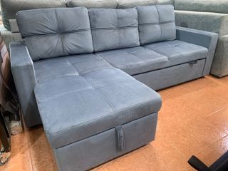 Sofá Cama Gris 215cm con Arcón Pau