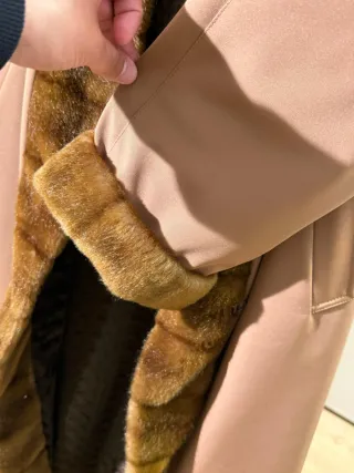 Abrigo largo mujer beige y marrón