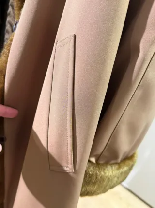 Abrigo largo mujer beige y marrón