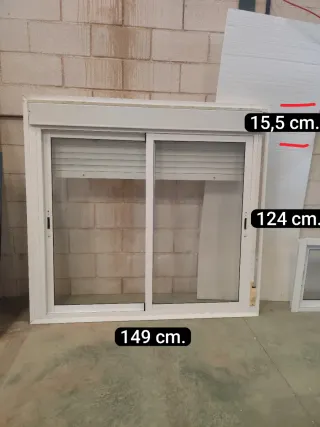Ventana aluminio corredera 149x124+15,5 cajón