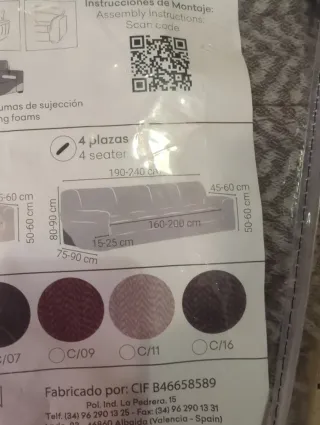 Funda Sofá 4 Plazas Gris