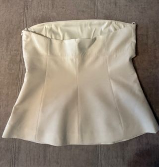 Top Zara Beige Peplum Lazo Cremallera