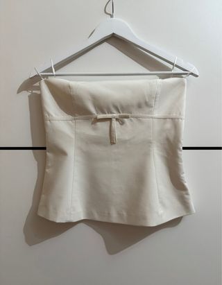 Top Zara Beige Peplum Lazo Cremallera