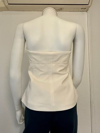 Top Zara Beige Peplum Lazo Cremallera