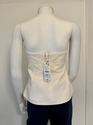 Top Zara Beige Peplum Lazo Cremallera