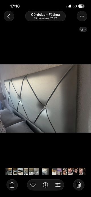 Cabecero de piel sintética plateado