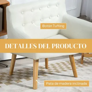 Butaca beige con reposabrazos y patas