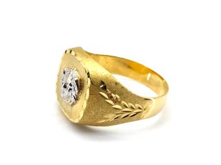 sello oro 18k con piedra con circonita