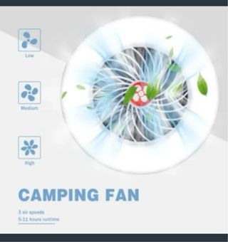 Ventilador colgante azul y blanco