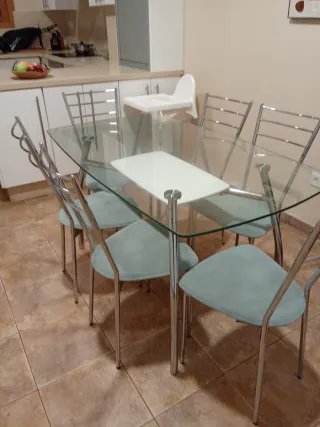 Mesa de cocina cristal y 6 sillas
