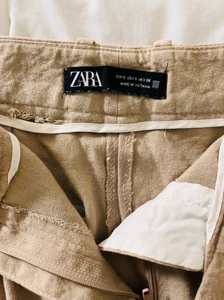 Pantalón de lino, recto, Zara S