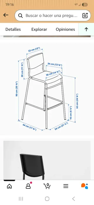 2 Taburetes Ikea Metal y Plástico Negro.