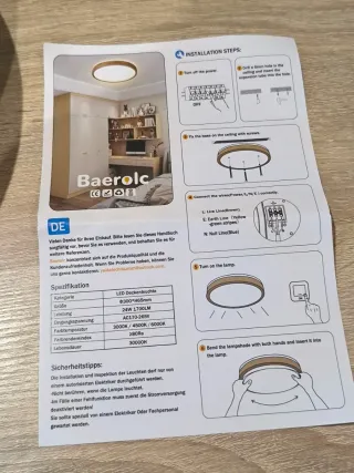 Plafoniera LED Legno 30cm Baerolc