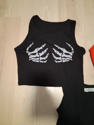 Conjunto 3 Tops Negro y Rojo