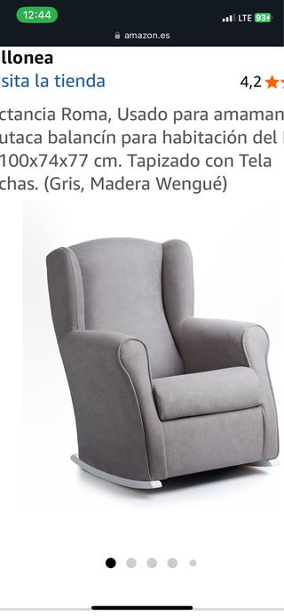 Sillón Mecedora Lactancia Roma Gris