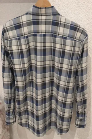 Camisa Lacoste Cuadros Azul y Gris Talla 44