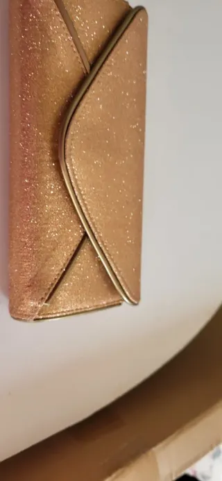 Pochette elegante glitter oro bronzo