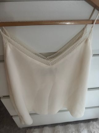 Top Zara Blanco Encaje