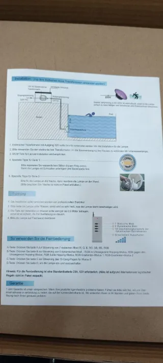 Lampada LED per Piscina Blu con Telecomando