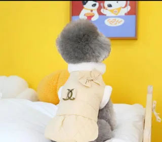 Vestito per cagnolino beige con fiocco