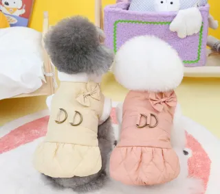 Vestito per cagnolino beige con fiocco