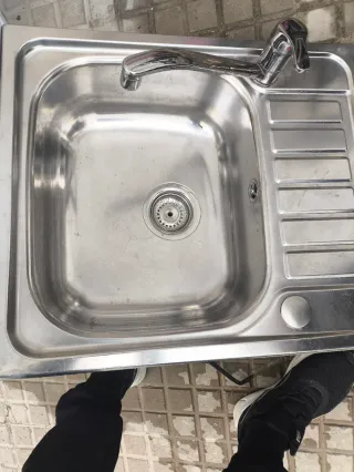 Fregadero acero inoxidable 50x58 + grifo