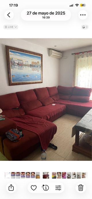 Sofá modular en U de tela