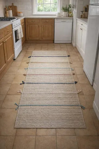 Alfombra artesanal beige multicolor nueva