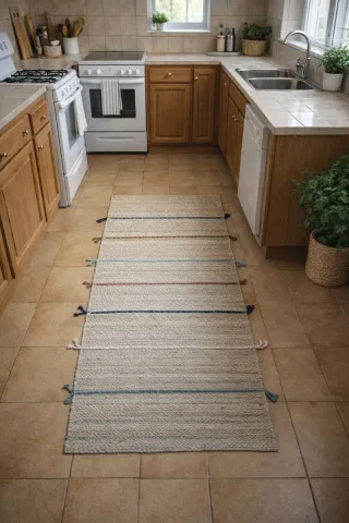 Alfombra artesanal beige multicolor nueva