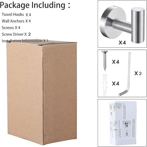 Pack 4 Perchas Pared Acero Inoxidable Baño