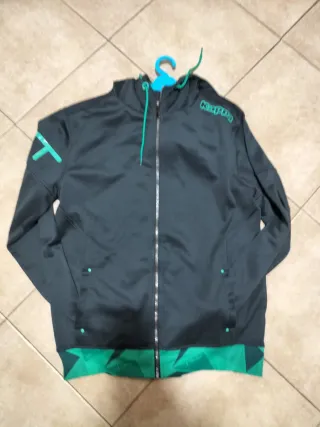 Felpa Kappa nera e verde con cappuccio