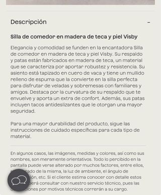 Silla de comedor de madera y cuero Cuatro unidades