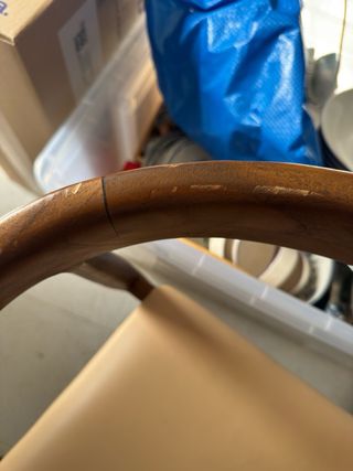 Silla de comedor de madera y cuero Cuatro unidades