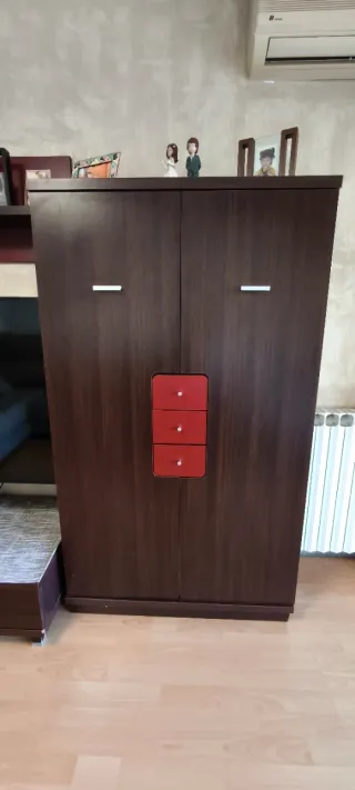 Conjunto Muebles Salón Marrón y Rojo