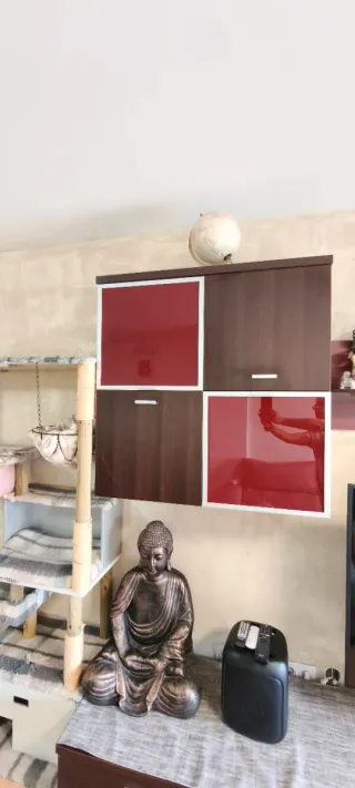 Conjunto Muebles Salón Marrón y Rojo