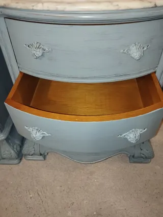 Pareja Mesitas Noche Madera y Mármol