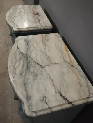 Pareja Mesitas Noche Madera y Mármol