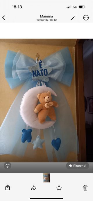 Fiocco nascita orsetto luna