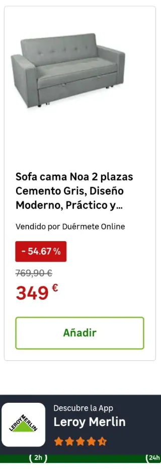 Se vende sofá cama de tela gris.