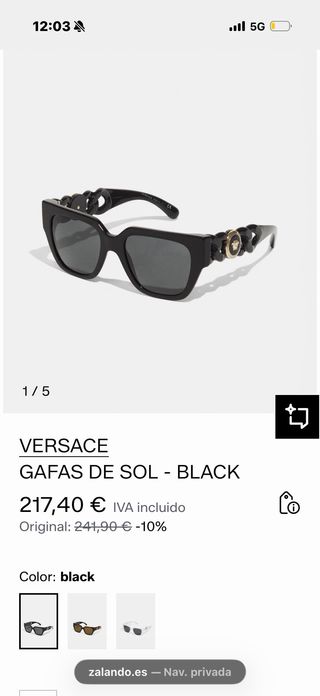 Gafas de sol Versace negras y doradas