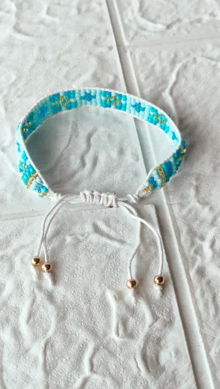 Pulsera Miyuki Azul y Dorado