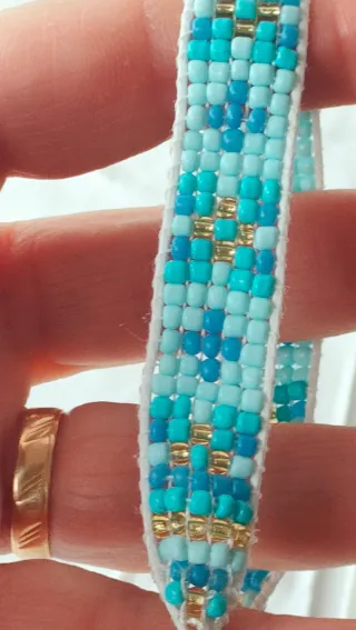 Pulsera Miyuki Azul y Dorado