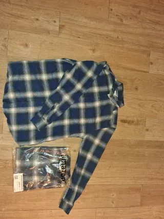 Camisa de cuadros azul talla S niño