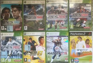 Pack 8 Juegos Xbox 360 y PS2: PES, Madden, Singsta