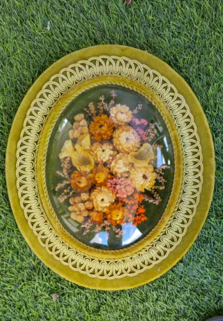 Fanal vintage ovalado flores secas